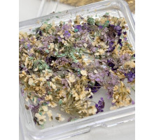 Nail decor Dried flowers mix No. 03 purple-turquoise