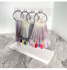 Wooden stand organizer for tips, white with 8 hooks