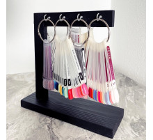 Wooden stand organizer for tips, black with 8 hooks