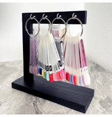 Wooden stand organizer for tips, black with 8 hooks