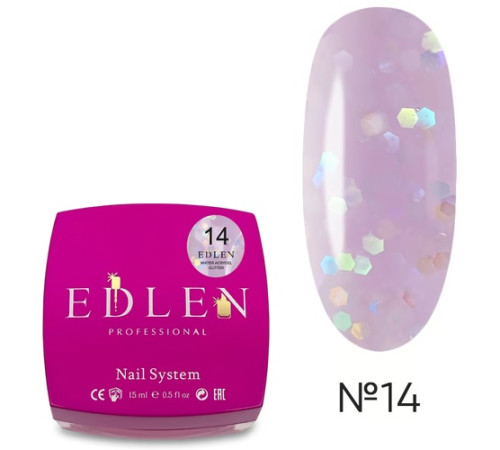 Рідкий акрил-гель Edlen Water Acrygel Glitter №14, 15 мл