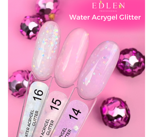 Рідкий акрил-гель Edlen Water Acrygel Glitter №15, з пензлем, 9 мл