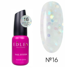 Жидкий акрил-гель Edlen Water Acrygel Glitter №16, с кистью, 9 мл