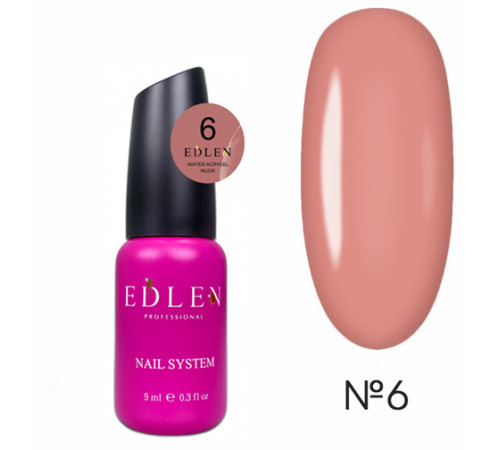 Рідкий акрил-гель Edlen Water Acrygel Nude №06 з пензлем, 9 мл