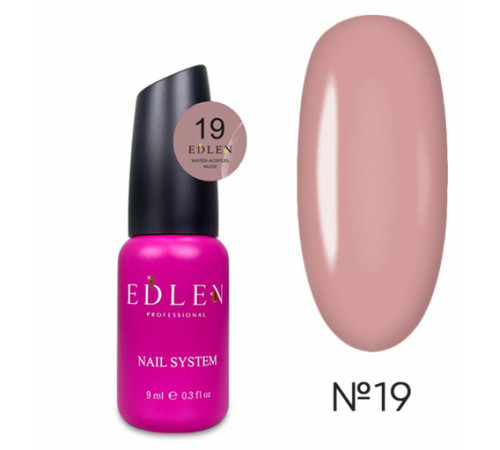 Рідкий акрил-гель Edlen Water Acrygel Nude №19 з пензлем, 9 мл