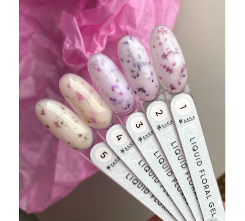 Рідкий гель для нігтів Saga Liquid Floral gel №01, 15 мл
