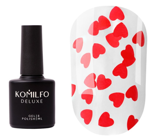 Закріплювач Komilfo No Wipe Lamour Red Top, без липкого шару, з сердцями, 8 мл