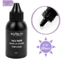 Закріплювач для гель-лаку Komilfo No Wipe With UV HEMA/TPO free, з УФ-фільтрами, 50 мл