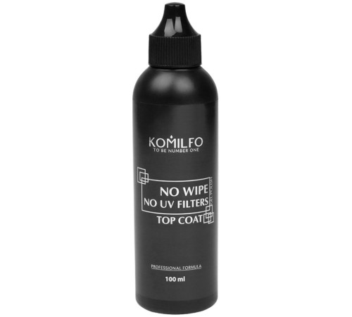 Закріплювач для гель-лаку Komilfo No Wipe No UV Top, без липкого шару, без УФ фільтрів, 100 мл
