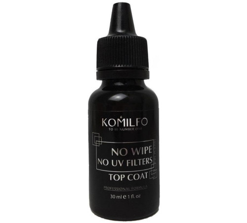 Закріплювач для гель-лаку Komilfo No Wipe No UV Top, без липкого шару, без УФ фільтрів, 30 мл