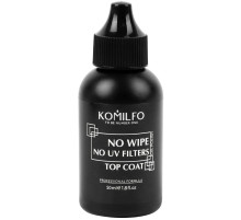 Закріплювач для гель-лаку Komilfo No Wipe No UV Top, без липкого шару, без УФ фільтрів, 50 мл