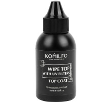 Fixer for gel polish Komilfo Wipe Top, with a sticky layer, with UV filters, 50 ml