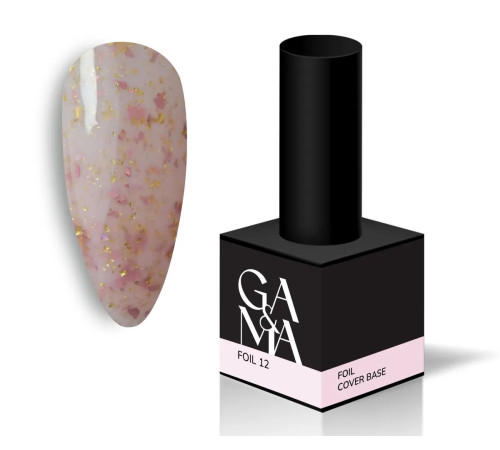 База камуфлююча GaMa Cover base Foil №12, рожево-бежева з поталлю, 15 мл