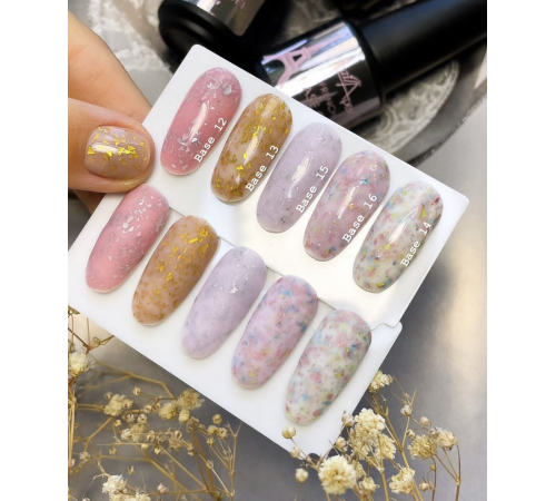 База камуфлююча NailApex 16 світло-рожева з кольоровою паталлю, 15 мл