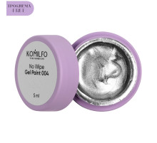 Komilfo No Wipe Gel Paint Silver 004 HEMA/TPO free, срібна без липкого шару, 5 мл