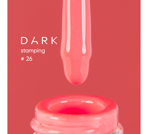 Лак для стемпінгу DARK №26 неоновий корраловий, з липким шаром, 8 мл