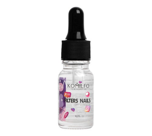 Dry cuticle oil Komilfo Filters nails, with shimmer, 10 ml