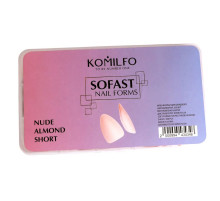 М`які форми для нарощування нігтів Komilfo SoFast Nail Forms Nude Almond Short, мигдаль, 300 шт
