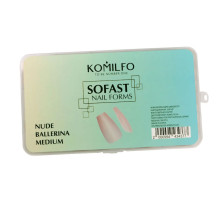 М`які форми для нарощування нігтів Komilfo SoFast Nail Forms Nude Ballerina Medium балерина, 300 шт