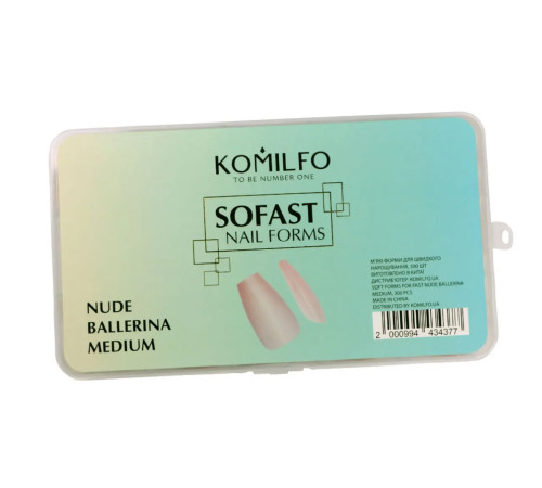 М`які форми для нарощування нігтів Komilfo SoFast Nail Forms Nude Ballerina Medium балерина, 300 шт