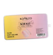 Мягкие формы для наращивания ногтей Komilfo SoFast Nail Forms Nude Soft Square Medium, 300 шт