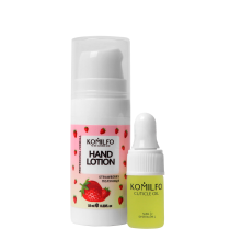 Набір Komilfo Gift Hand Lotion Strawberry, 10 мл та олійка для кутикули, 2 мл