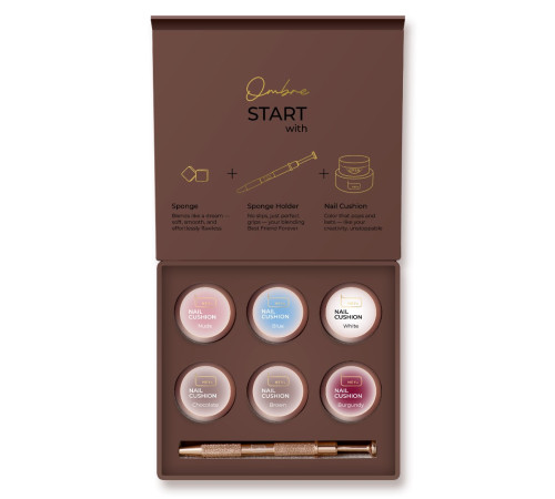Набір гель-фарб HEYLOVE nail cushion set Brown для омбре, 6 шт