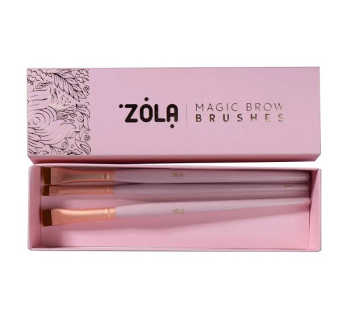 Набір пензлів для брів ZOLA Magic Brow Brushes, світло-рожеві, 3 шт