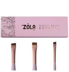 Набір пензлів для брів ZOLA Magic Brow Brushes, світло-рожеві, 3 шт