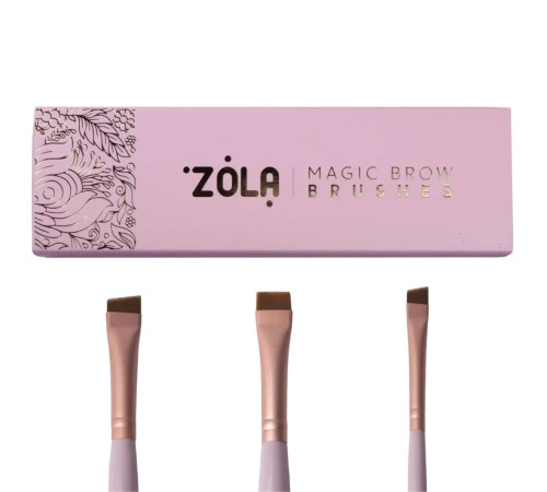 Набір пензлів для брів ZOLA Magic Brow Brushes, світло-рожеві, 3 шт