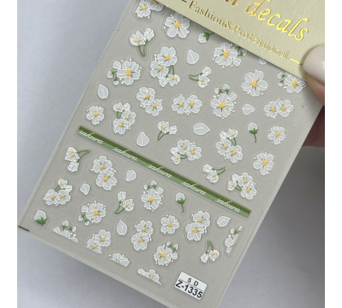 Nail sticker White flowers