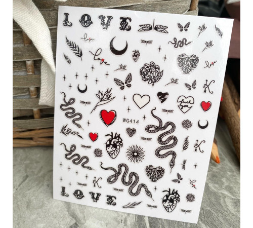 Stickers for design WG 414, snakes, hearts