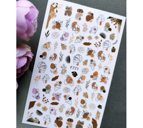 Stickers for nails F 771 face, twigs