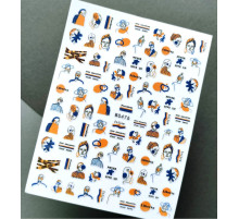 Nail stickers WG 476 faces, inscriptions