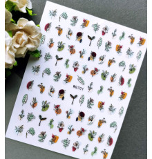 Nail stickers WG 701 leaves, flowers