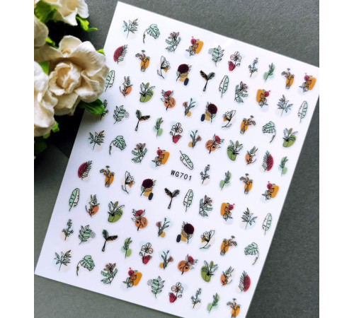 Nail stickers WG 701 leaves, flowers