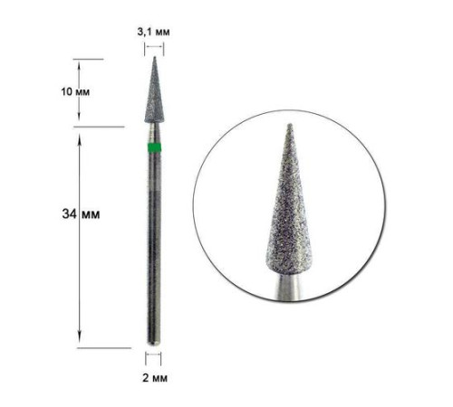Diamond cutter nozzle D 31 G cone pointed