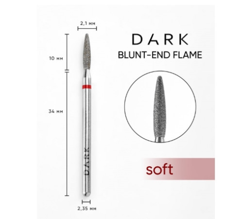 Diamond cutter DARK 2.1*10 blunt flame red