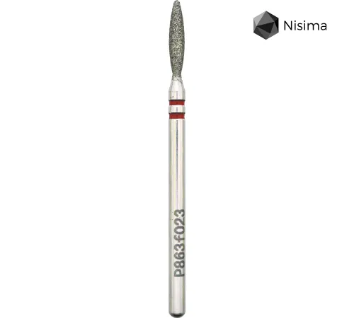 Насадка фреза алмазна Nisima P863f023, полум'я безпечне червоне