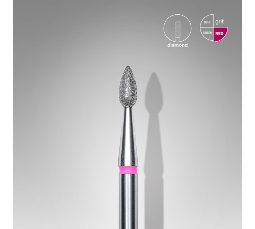 Staleks drop red 2.3 mm diamond-coated milling cutter 1 pc