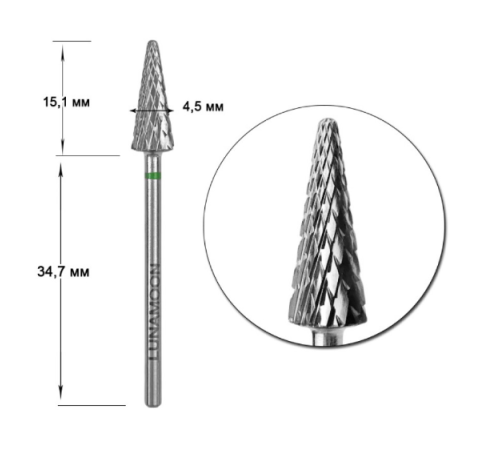 Carbide milling cutter attachment LUNA 4.5 green herringbone