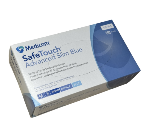 Blue nitrile gloves Medicom SafeTouch Advanced Slim M, 100 pcs