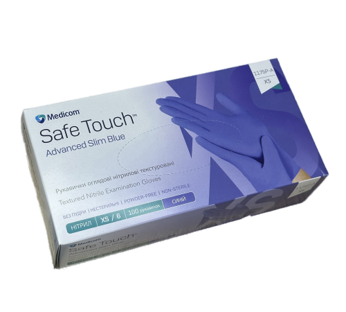 Blue nitrile gloves Medicom SafeTouch Advanced Slim XS, 100 pcs