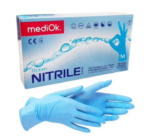 Blue nitrile gloves MediOk OCEAN M, 100 pcs