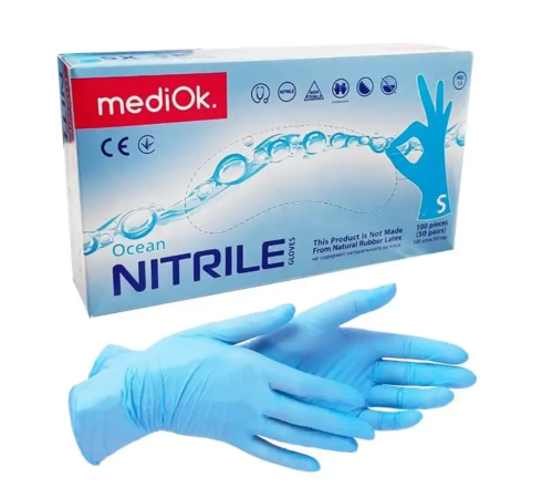 Blue nitrile gloves MediOk OCEAN S, 100 pcs.