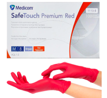 Рукавички червоні нітрилові Medicom SafeTouch Advanced M, 100 шт, 4 г
