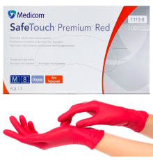 Red nitrile gloves Medicom SafeTouch Advanced M, 100 pcs., 4 g