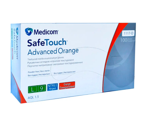 Orange nitrile gloves Medicom SafeTouch Advanced M, 100 pcs