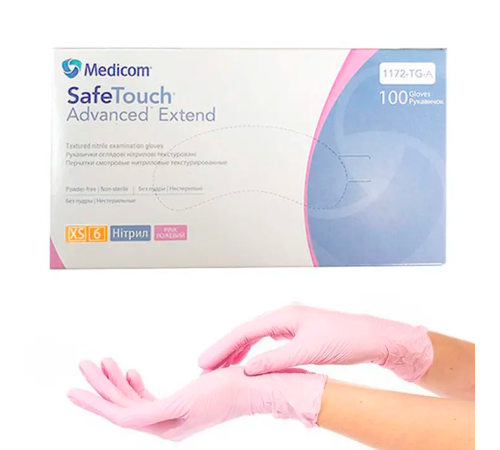 Pink nitrile gloves Medicom SafeTouch Advanced XS, 100 pcs
