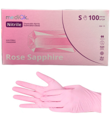 Light pink nitrile gloves MediOk ROSE SAPPHIRE S, 100 pcs